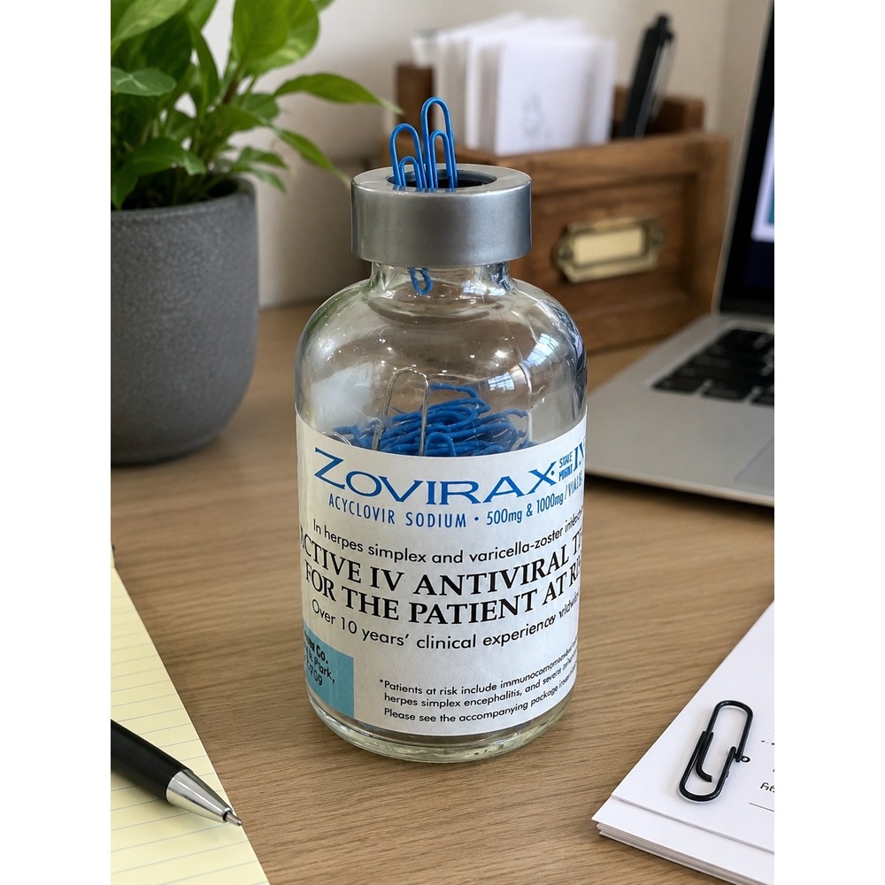 Zovirax Bottle‎ Magnetic Paper Clip Holder Pharmaceutical Drug Rep Collectable